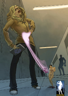 nude comic clothed shrunken shrunken_woman sneakers giantessfan hallway shrink_gun witch_craft