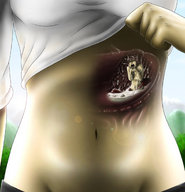 drawing giantess vore digestion belly e-akahele shrunken_person inside_view stomach_acid stomach_view