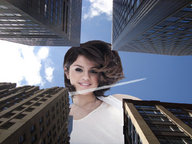 giantess collage brunette low_angle smiling looking_down jets skyscrapers clouds sky selena point_of_view looking_at_viewer selena_gomez sgg accasbel