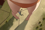 drawing giantess panties feet color shrunken_men falling downward_angle ground