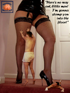 small_man high_heels domination low_angle story amazon fishnets under_foot squeezemeflat imminent_crush