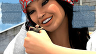 giantess small_man clothed handheld squeeze story cruel captions clothing sorenzer0 looking_at_tiny digital_render