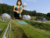 giantess collage clothed brunette grass clothing collection selena trees fence looking_at_viewer countryside selena_gomez sgg accasbel zorb_balls collecting
