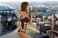 giantess collage city handheld brunette london london_eye accasbel monica_somma looking_at_tiny
