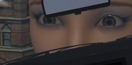 giantess buildings vehicles eyes windshield driver_view looking_at_tiny digital_render