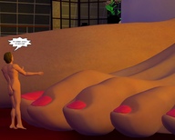 toes barefoot climbing story shrunken_men jessi_and_vicky pedicure tiny_mk digital_render