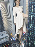 giantess collage city clothed asian skyscraper streets shrunk_dc vehicles clothing looking_at_viewer between_buildings lucy_liu
