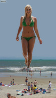 giantess collage blonde swimsuit beach barefoot cleavage ocean legs belly walking shrunken_people sand shrunk_dc imminent_crush beach_goers