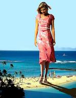 giantess collage blonde clothed beach ocean unknown_artist sand people