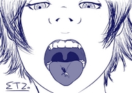 drawing giantess vore tongue mouth teeth shrunken_woman open_mouth
