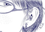 drawing glasses bondage shrunken_men face close_up ear dangle earrings