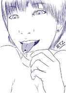 drawing giantess vore monochrome tongue mouth climbing shrunken_men hand etz
