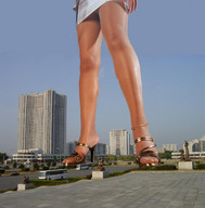 giantess collage legs nylons standing long_nails ankle_bracelet platform_sandals