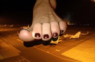 giantess crush collage feet toes barefoot night airport