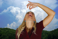 collage vore blonde wonderslug shrunken_men hand open_mouth dangle clouds sky between_fingers jenni_czech