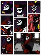 drawing giantess vore comic color clothed harley_quinn shrunken_woman batgirl dc_comics