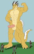 drawing furry macro horns tail anthro color giant male penis muscles swords warriors