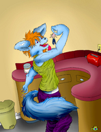 drawing micro furry macro color handheld kitchen open_mouth dangle between_fingers shrunken_character imminent_vore looking_at_tiny