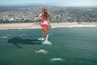 giantess collage city swimsuit beach ocean brunette wonderslug running kelly_brook behind_view crushed_ship