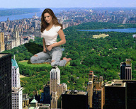 breasts giantess collage city mega bridge brunette park wonderslug kneeling skyscraper lake river trees looking_at_viewer new_york_city kelly_brook central_park