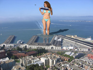 giantess collage city swimsuit ocean buildings helicopter brunette wonderslug cruise_ship holding kelly_brook san_francisco wading