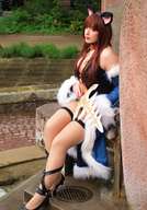 collage cleavage shoes brunette shrunken_men ears nylons outfit costume