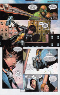 breasts drawing giantess manga city mega handheld buildings brunette brown_eyes gloves avengers chain costume dialogue tripping janet_van_dyne marvel_comics armored_truck the_wasp wrecking_crew