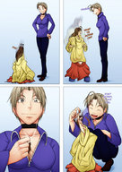 drawing handheld shrunken shrunken_woman clothing between_fingers dialogue panels retrieved love_hina