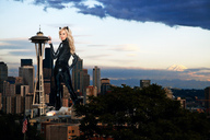 giantess collage blonde destruction wonderslug seattle airplane skyscraper cosplay latex sky looking_at_viewer taylor_swift catwoman damage black_latex catwoman_outfit space_needle