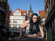 giantess collage buildings shrunken_men sitting kristina beregous between_buildings filming cobble_stone looking_at_tiny