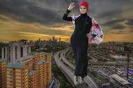 giantess collage city clothed buildings wave highway skyscrapers clouds sky clothing sunset covered malaygiantess