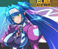 breasts drawing giantess blushing clothed green_eyes macross_frontier blue_hair macross klan_klein shrunken_woman clothing clan_clian shinozuka_atsuto