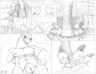 drawing feet furry wings city comic monochrome butt destruction giant penis claws foot_crush avian 5-d