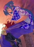drawing giantess color macross_frontier macross low_angle klan_klein sitting package