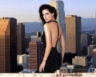 giantess collage city clothed wonderslug skyscrapers clothing looking_at_viewer rooftop_view