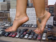 collage city buildings unknown_artist pedicure parking_lot toe_ring ankle_bracelet vehicle_crush source_needed giantess_feet