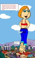 drawing giantess feet color clothed toes barefoot buildings soles story family_guy toe_ring milf lois_griffin shrunken_character climbers