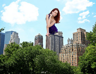 giantess collage city buildings helicopter low_angle wonderslug red_hair sky