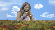 giantess collage handheld smiling wonderslug palm people sky between_fingers manicure trees collecting looking_at_tiny