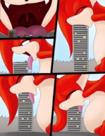 breasts drawing vore furry city color mouth kneeling looking_down skyscraper point_of_view building_vore rooftop angelthecatgirl