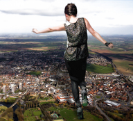 giantess collage city clothed high_heels buildings clouds sky clothing selena_gomez sgg behind_view mastershrinker