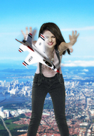 giantess collage clothed playful jeans brunette red_lips selena selena_gomez sgg mastershrinker