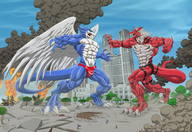 drawing wings anthro color destruction giant digimon rampage muscles fire bulge fighting reptile xbuimonsama three_toes