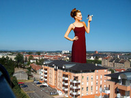 giantess collage small_man handheld buildings wonderslug dress vehicles rooftop looking_at_tiny