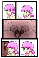drawing vore color finger green_eyes pink_hair shrunken_men throat swallowed inside_view jj-psychotic