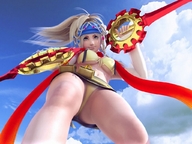 drawing panties upskirt blonde color cleavage rikku low_angle looking_down clouds sky point_of_view headband final_fantasy_x