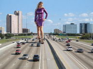 giantess city blonde cars high_heels traffic wonderslug legs highway latex_outfit holly_mcguire