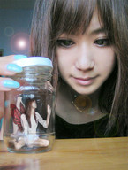 collage fairy brunette asian shrunken_woman jar eyes uknown_artist bangs blue_nails looking_at_tiny