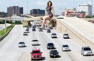 giantess collage city cars high_heels traffic brunette wonderslug dress sitting highway