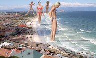 giantess collage swimsuit destruction beach barefoot ocean buildings wonderslug walking running sand giantesses laura_vandervoort gemma_atkinson amy_willerton